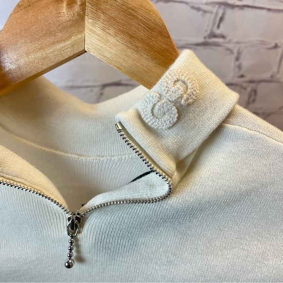Gucci Mock Neck Half Zip Wool Sweater Ivory - Picture 2 of 7